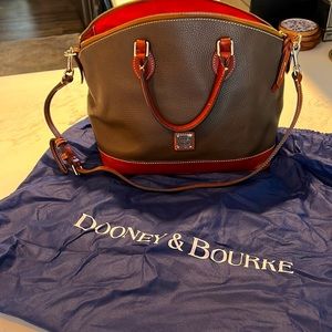 Dooney & Bourke pebble leather Carissa satchel. Mushroom in color